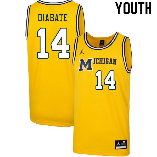 Youth #14 Moussa Diabate Michigan Wolverines College Basketball Jerseys Sale-Throwback